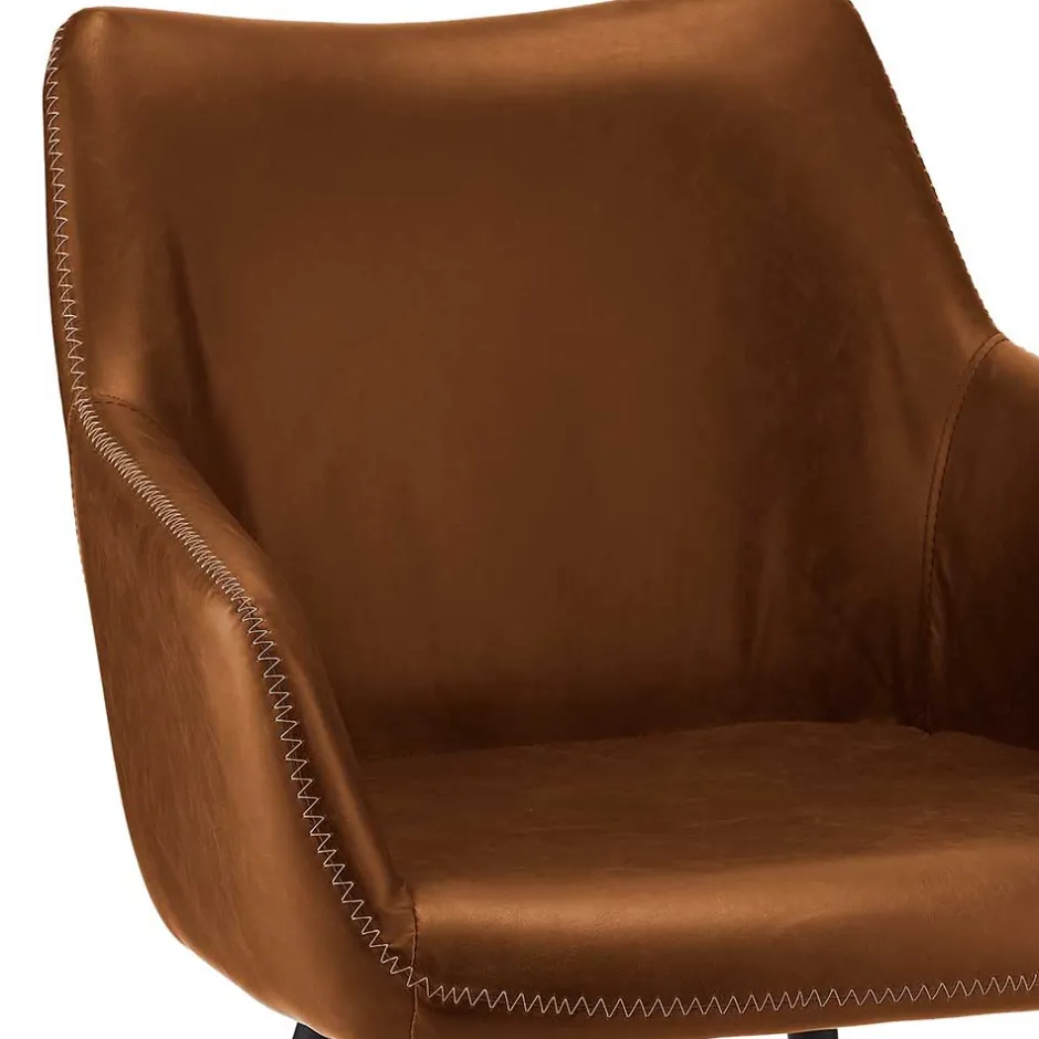 Armlehnen Polsterstuhl in Cognac Braun - Prasido (2er Set)^Wohnen Discount