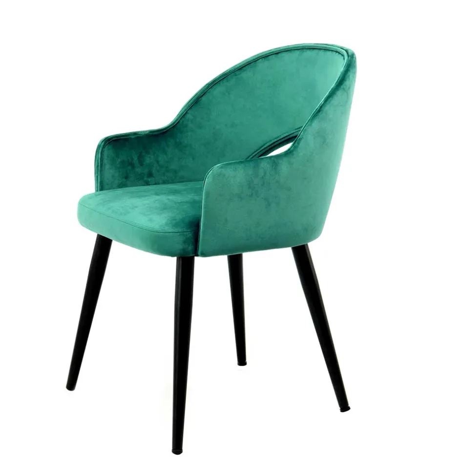 Armlehnen Polsterstuhl mit Samt Grün - Vianada (2er Set)^Wohnen Online