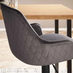 Armlehnen-Barstuhl aus grauem Samt - Dana^Wohnen Discount