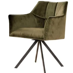 Wohnen Armlehnenstühle in Oliv Grün Samt - Charlene (2er Set)