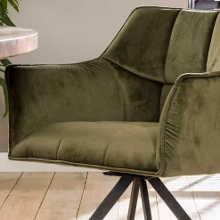 Wohnen Armlehnenstühle in Oliv Grün Samt - Charlene (2er Set)