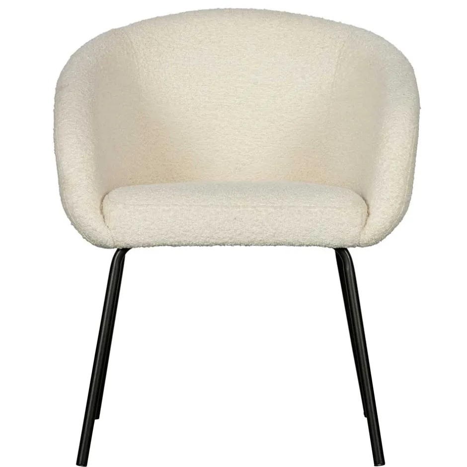 Armlehnenstuhl aus Boucle Stoff in Offwhite - Choco (2er Set)^Wohnen Hot