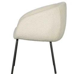 Armlehnenstuhl aus Boucle Stoff in Offwhite - Choco (2er Set)^Wohnen Hot