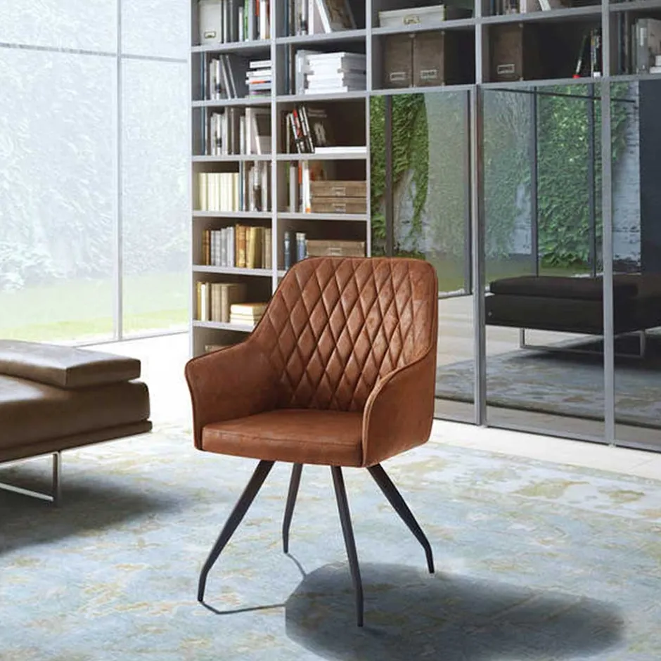 Armlehnenstuhl aus braunem Kunstleder - Gonnya^Wohnen Discount