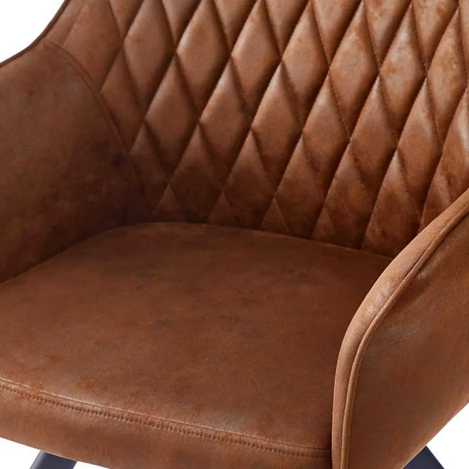 Armlehnenstuhl aus braunem Kunstleder - Gonnya^Wohnen Discount