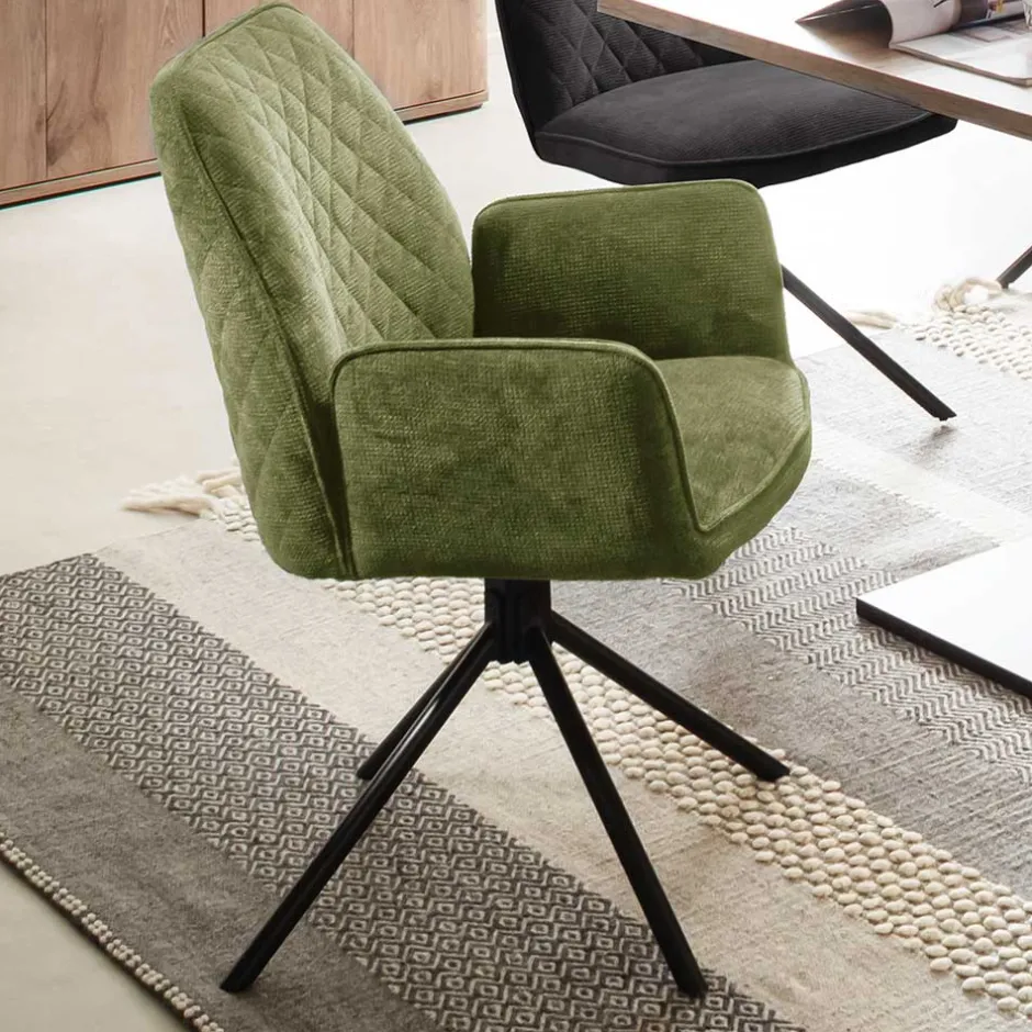 Armlehnenstuhl aus Chenillegewebe - Gomata (2er Set)^Wohnen Outlet