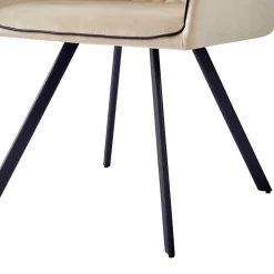 Armlehnenstuhl aus Samt in Beige - Ortenza^Wohnen Clearance