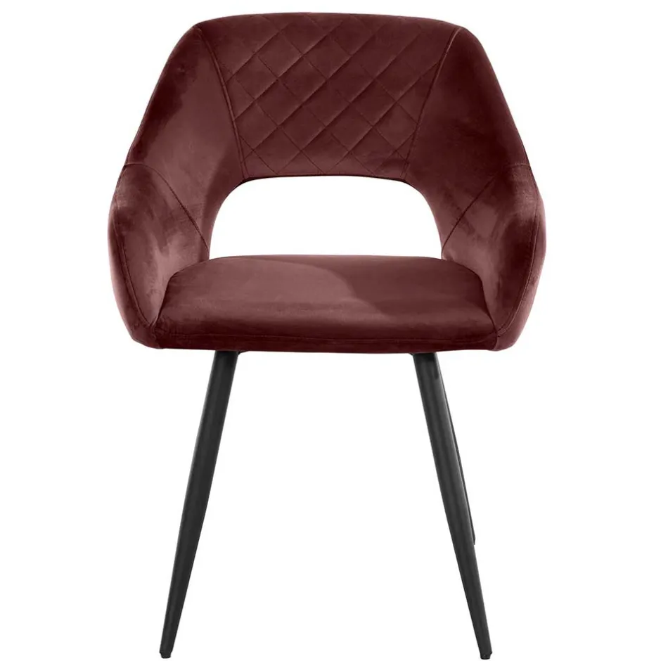 Wohnen Armlehnenstuhl in Altrosa Samt - Kalindo (2er Set)