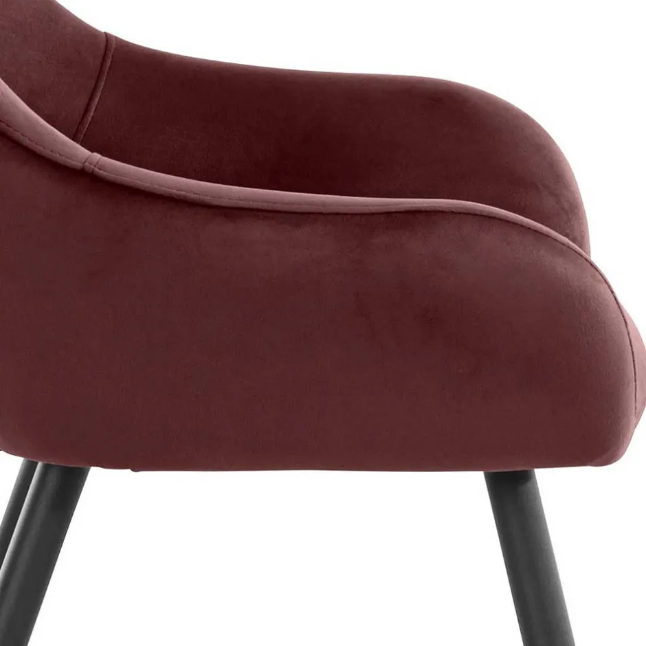 Wohnen Armlehnenstuhl in Altrosa Samt - Kalindo (2er Set)