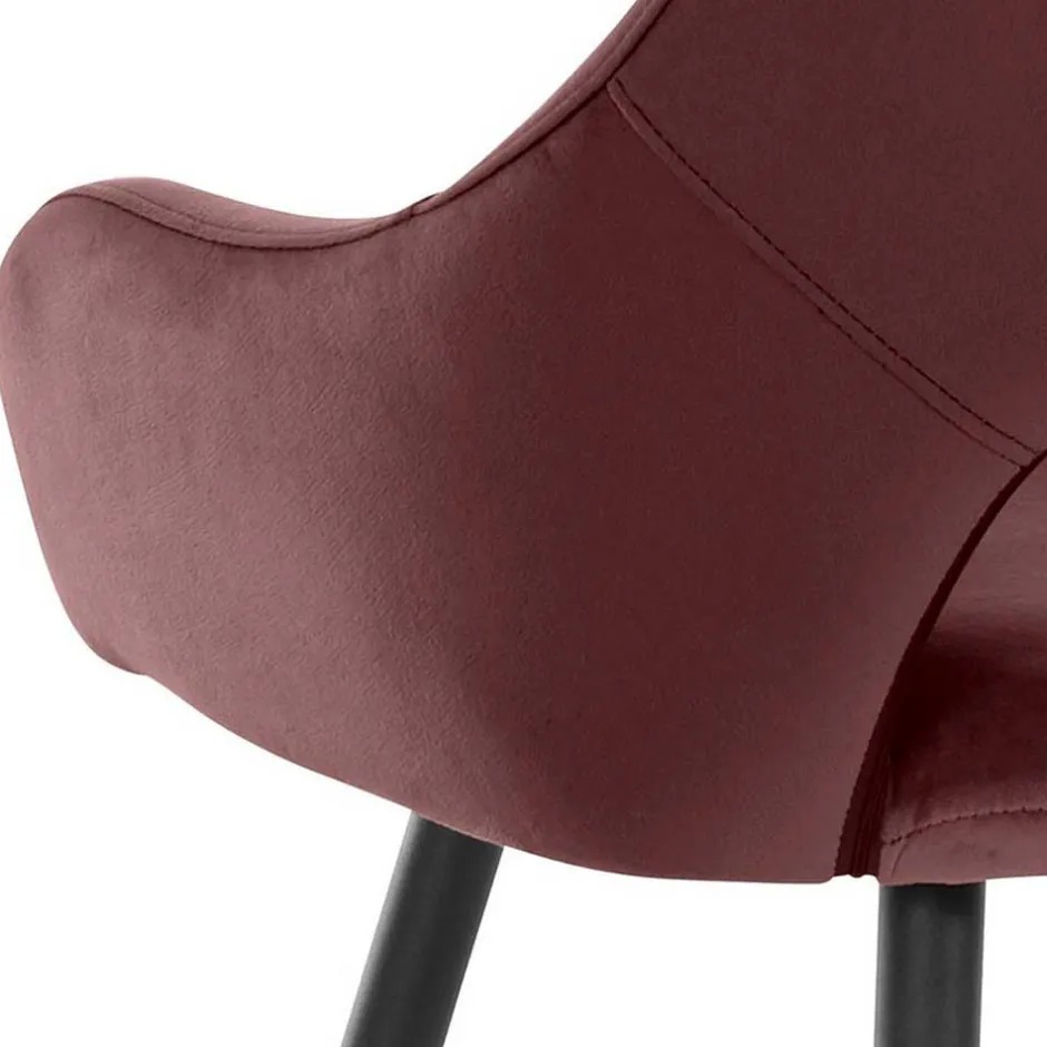 Wohnen Armlehnenstuhl in Altrosa Samt - Kalindo (2er Set)