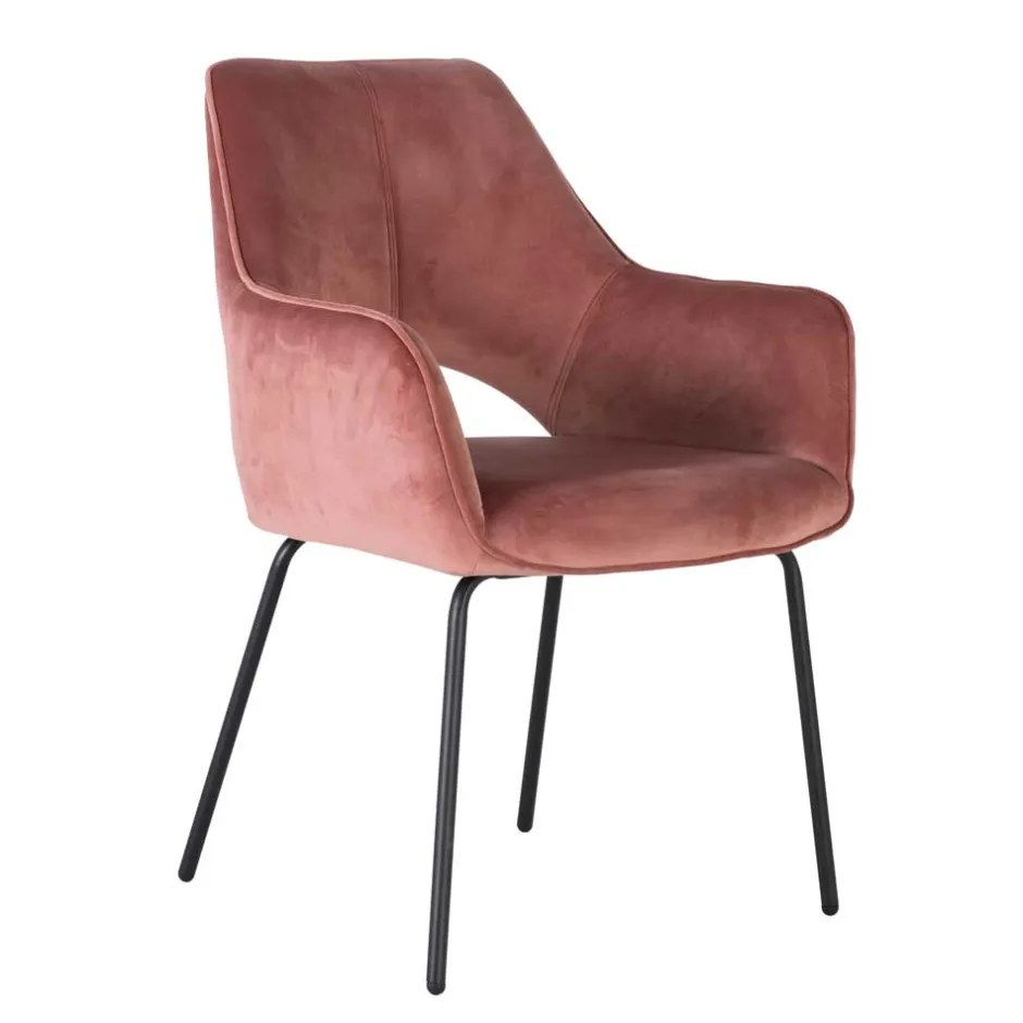 Wohnen Armlehnenstuhl in Altrosa Samt - Flawia (2er Set)