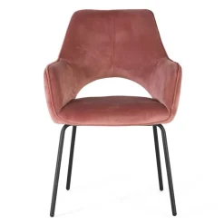 Wohnen Armlehnenstuhl in Altrosa Samt - Flawia (2er Set)