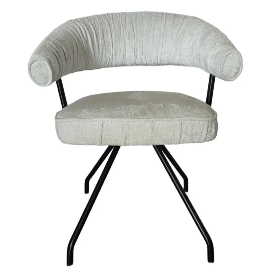 Wohnen Armlehnenstuhl in Beige Chenille - Florina (2er Set)