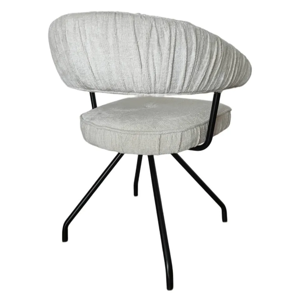 Wohnen Armlehnenstuhl in Beige Chenille - Florina (2er Set)