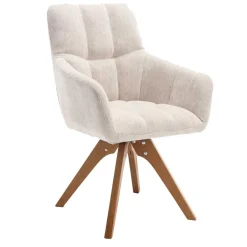 Wohnen Armlehnenstuhl in Creme Strukturstoff - Crystoga (2er Set)