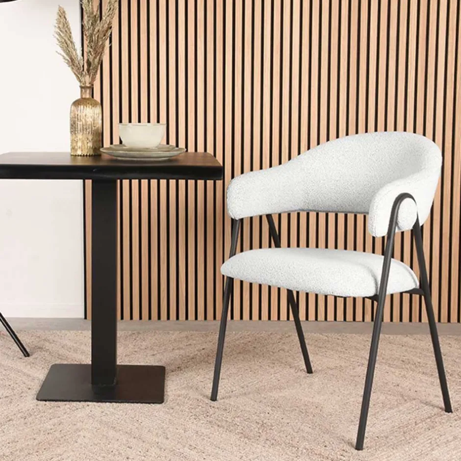 Armlehnenstuhl in Cremeweiß Boucle - Farmer (2er Set)^Wohnen Sale