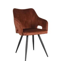 Armlehnenstuhl in Rost Braun Velours - Welinda^Wohnen Online