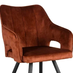 Armlehnenstuhl in Rost Braun Velours - Welinda^Wohnen Online