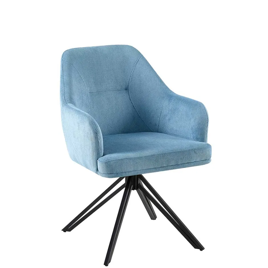 Armlehnenstuhl mit Cord in Hellblau - Vacca (2er Set)^Wohnen Clearance