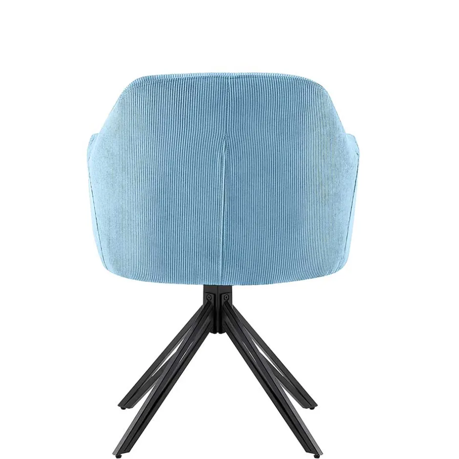 Armlehnenstuhl mit Cord in Hellblau - Vacca (2er Set)^Wohnen Clearance