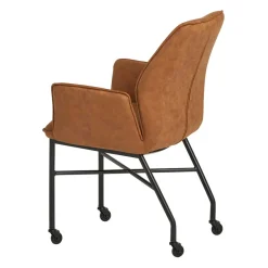 Wohnen Armlehnenstuhl mit Rollen in Braun Microfaser - Echora (2er Set)