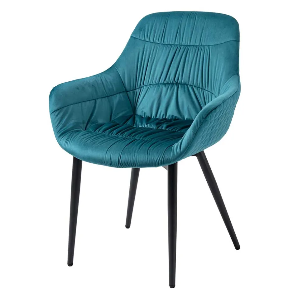 Armlehnstuhl in Türkis Blau & Schwarz - Nizza^Wohnen