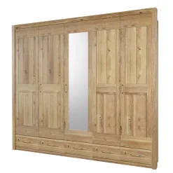 Asteiche Schlafzimmerschrank mit Spiegel - 5-türig - Zamron^Wohnen Clearance