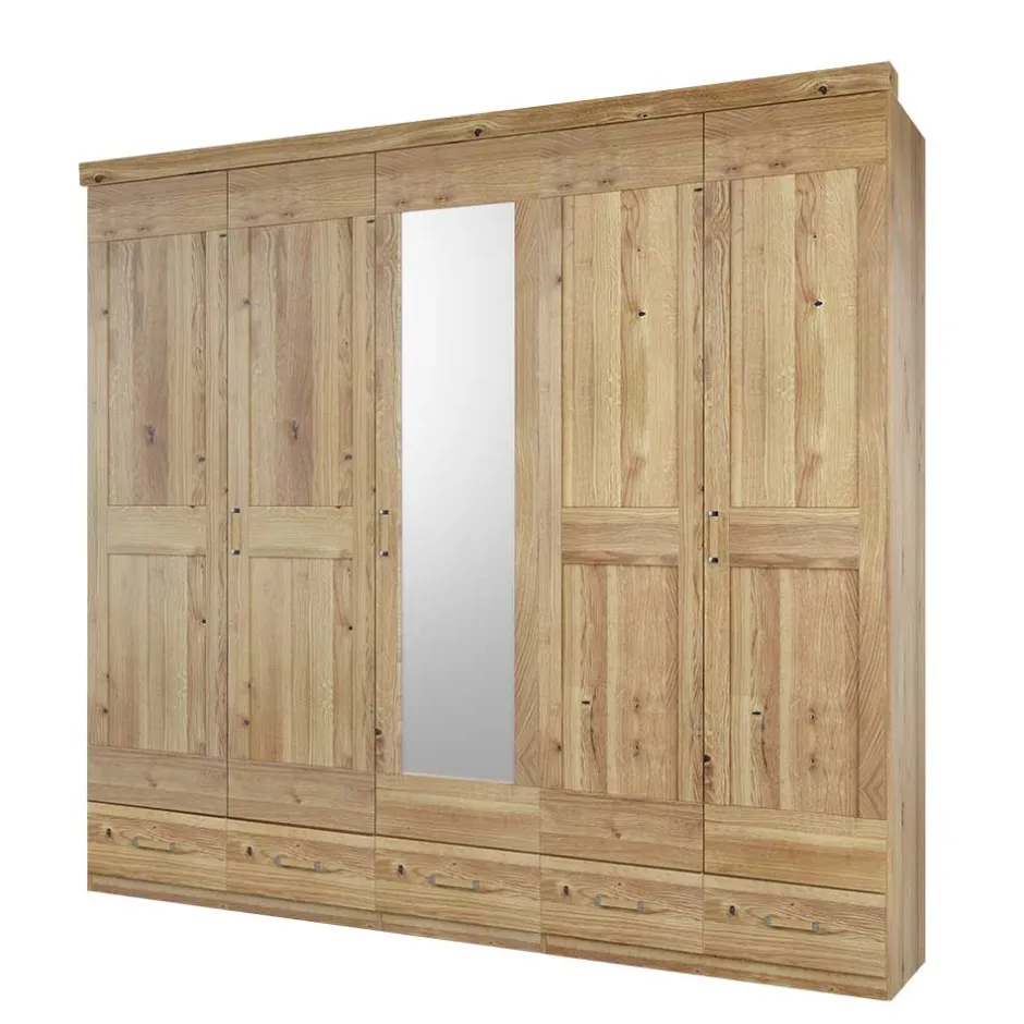 Asteiche Schlafzimmerschrank mit Spiegel - 5-türig - Zamron^Wohnen Clearance