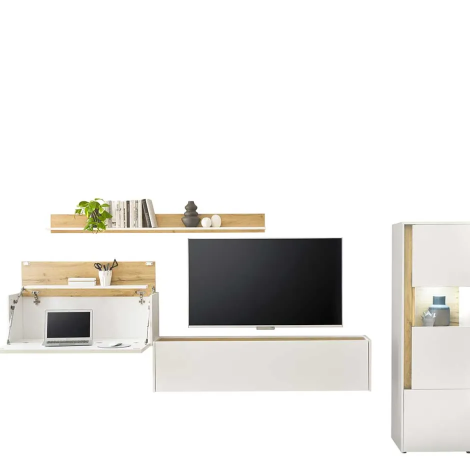 Wohnen Ausgefallene Wohnwand Möbel Set - Nonessia (vierteilig)