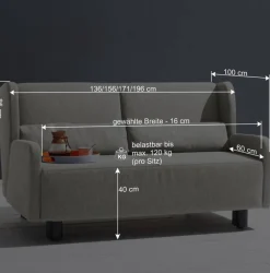 Wohnen Ausklappbare Stoffcouch in Beige - Bondio