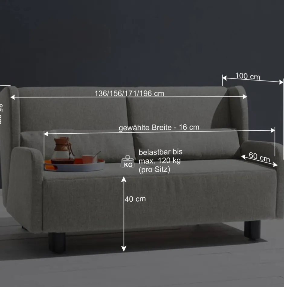 Wohnen Ausklappbare Stoffcouch in Beige - Bondio