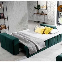 Ausklappbares Sofa in Grün Samt - Olenka^Wohnen Discount