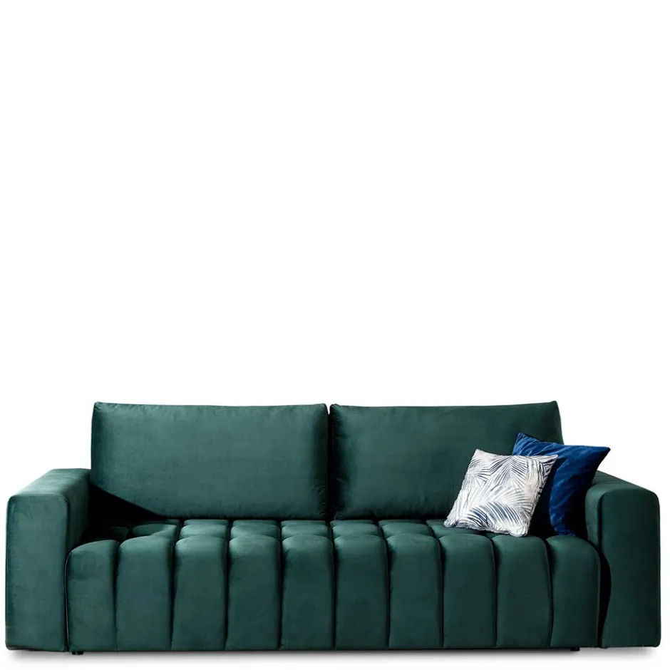 Ausklappbares Sofa in Grün Samt - Olenka^Wohnen Discount
