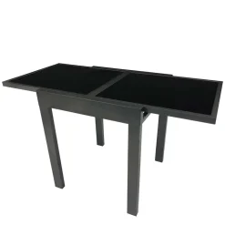 Wohnen Ausziehbarer Balkontisch aus Schwarzglas - Gianmario