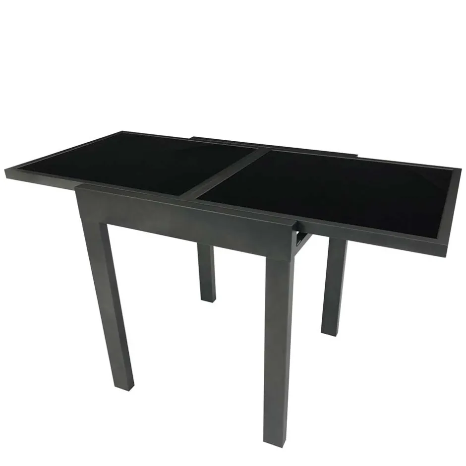 Wohnen Ausziehbarer Balkontisch aus Schwarzglas - Gianmario