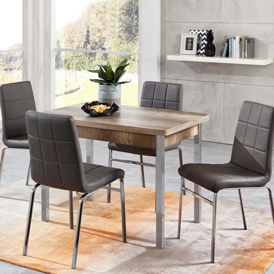 Ausziehtisch & Stuhl Set Sisela in Eiche Sonoma (fünfteilig)^Wohnen Discount