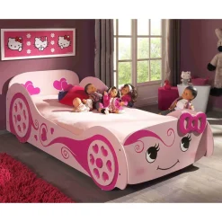 Kinder Wohnen Autobett mit Matratze in Rosa mit Pink - Bageria