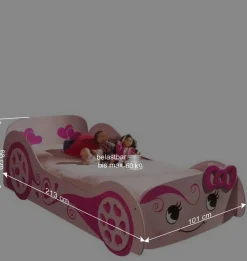 Kinder Wohnen Autobett mit Matratze in Rosa mit Pink - Bageria