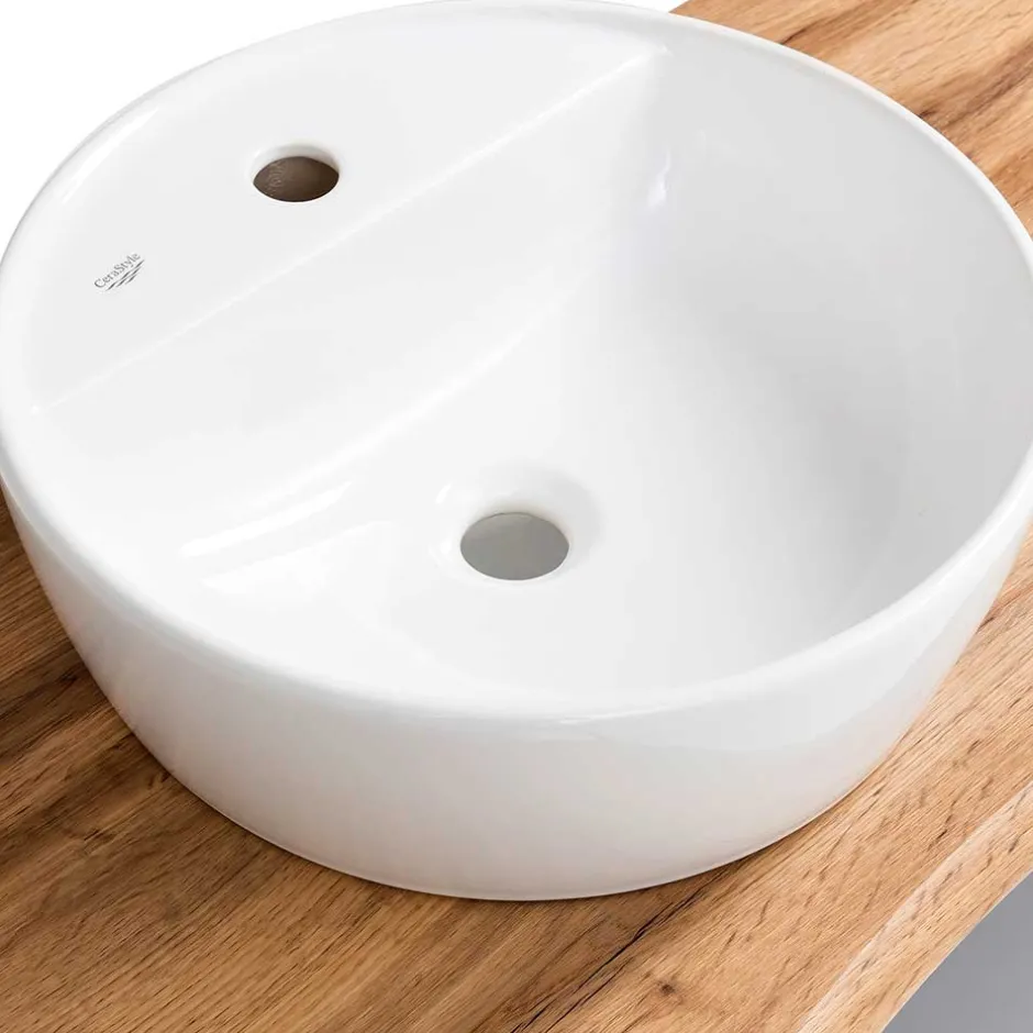 Wohnen Bad Doppel-Waschplatz in Wildeiche Baumkante - Drumias