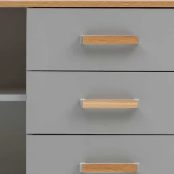 Bad Highboard in Platingrau und Eiche - Nienzo^Wohnen Outlet