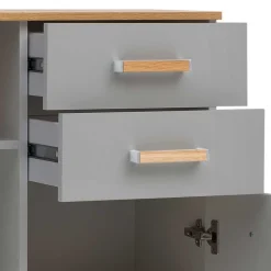 Bad Highboard in Platingrau und Eiche - Nienzo^Wohnen Outlet
