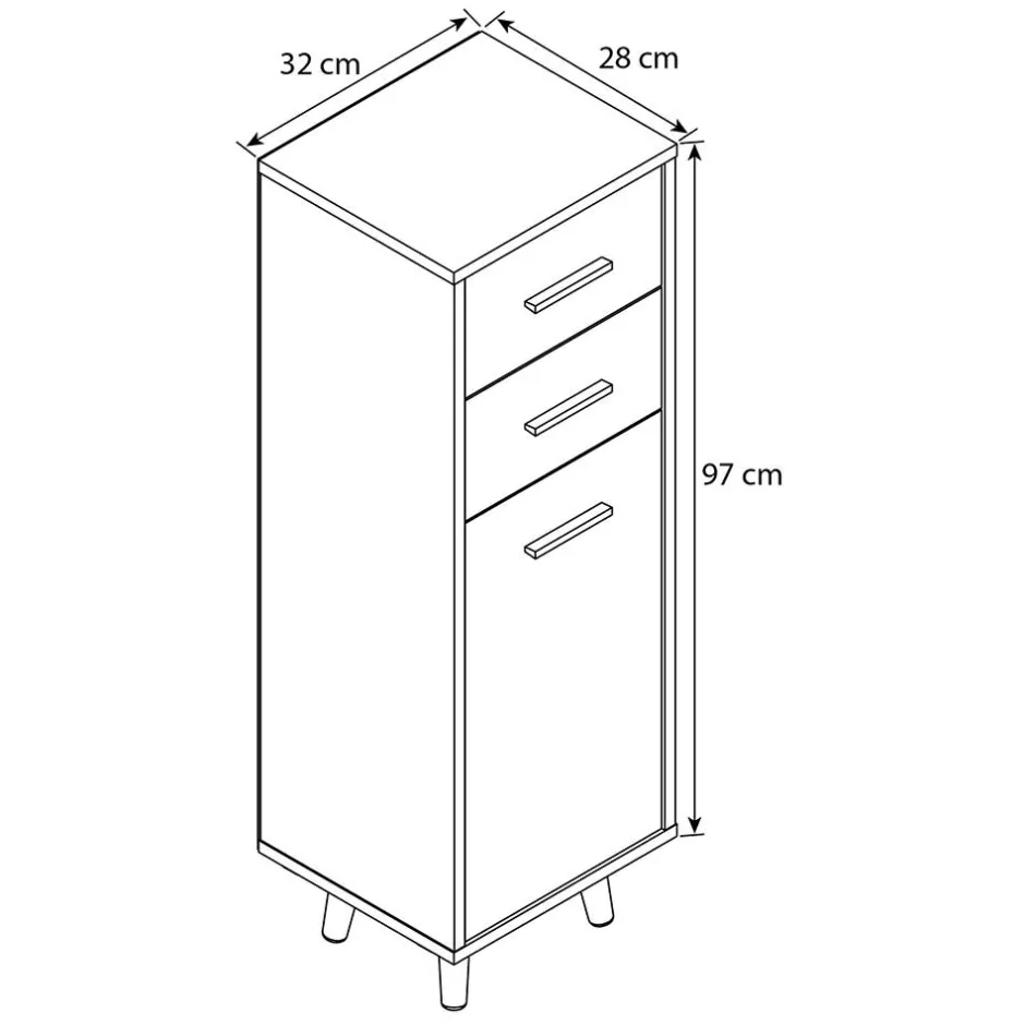 Wohnen Bad Hochkommode mit Schubladen und Tür - Rondja