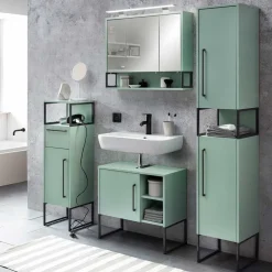 Wohnen Bad Hochschrank in Mint Grün & Anthrazit - Esdrus