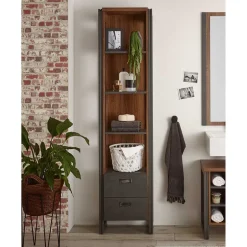 Bad Hochschrank Regal - 4 Fächer & 2 Schubladen - Forawas^Wohnen Sale