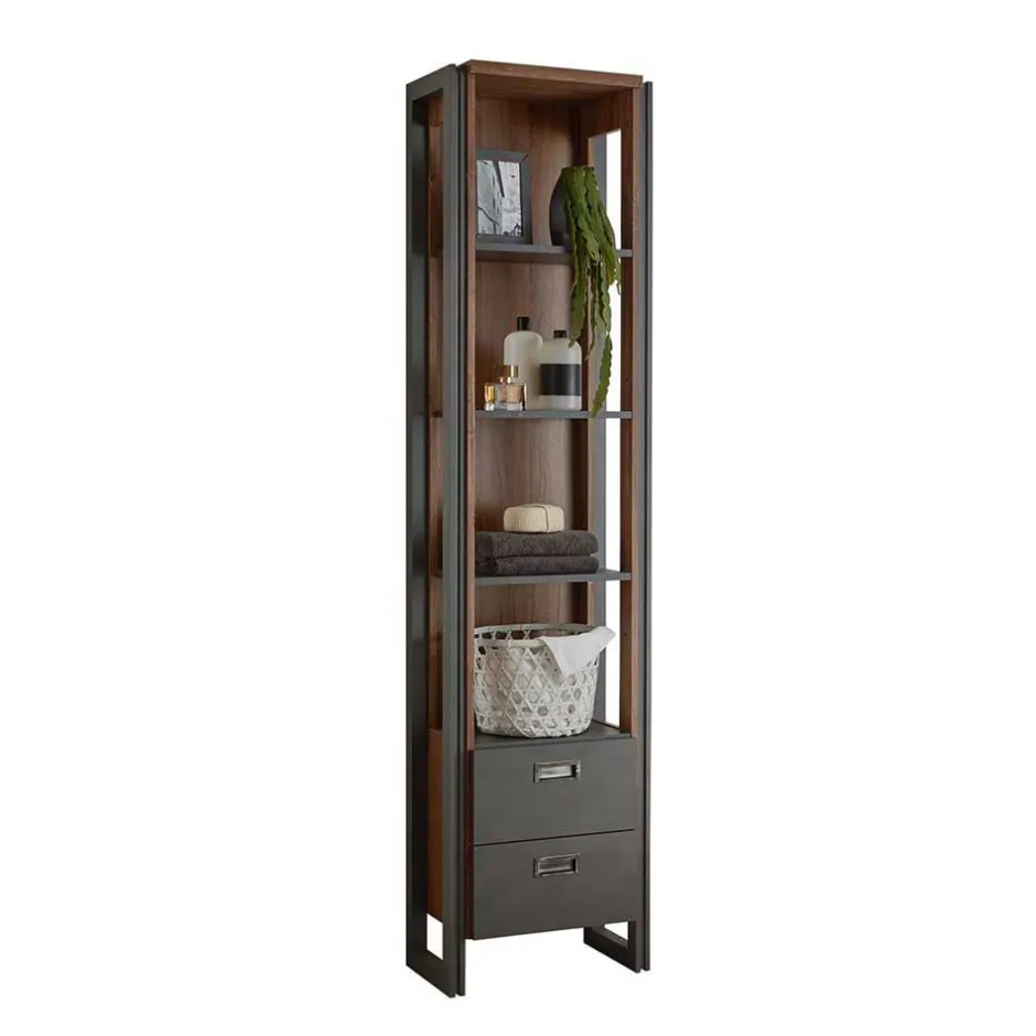 Bad Hochschrank Regal - 4 Fächer & 2 Schubladen - Forawas^Wohnen Sale