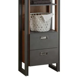 Bad Hochschrank Regal - 4 Fächer & 2 Schubladen - Forawas^Wohnen Sale