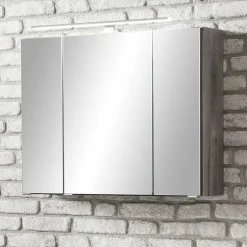 Wohnen Bad Spiegelschrank 3D in Eiche Grau Holzoptik - Svegaria