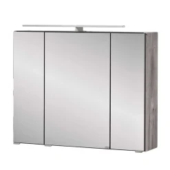 Wohnen Bad Spiegelschrank 3D in Eiche Grau Holzoptik - Svegaria