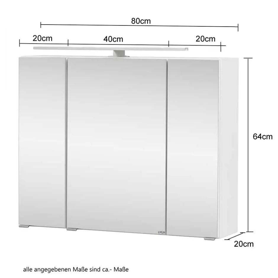 Wohnen Bad Spiegelschrank 3D in Eiche Grau Holzoptik - Svegaria