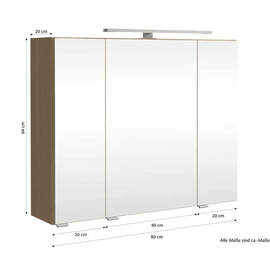 Wohnen Bad Spiegelschrank in Eiche Hell - Vibulam